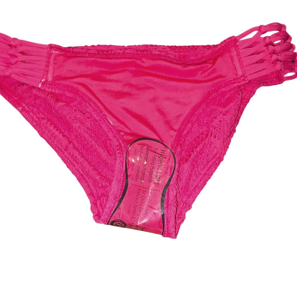 Vince Camuto Crochet Lace Tie Front bikini pink XS $146 - Picture 9 of 9